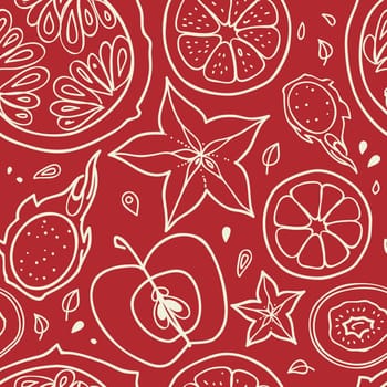 Seamless vector background with fruits.