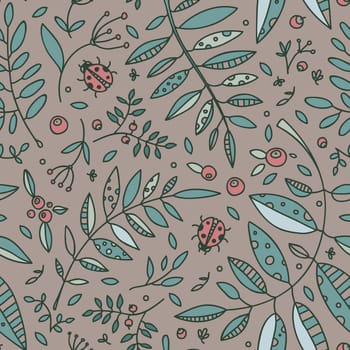 Vector illustration and pattern with plants.