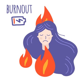 Work burnout. Professional burnout syndrome. Tired woman in stress.
