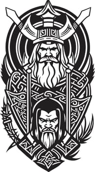 Pretty and powerful viking emblem art vector
