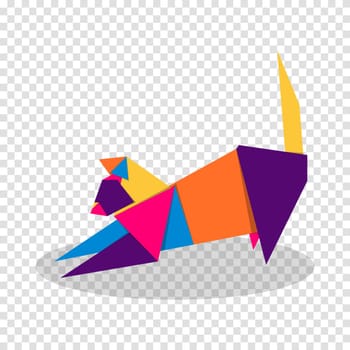 Cat origami. Abstract colorful vibrant Cat logo design. Animal origami. Vector illustration