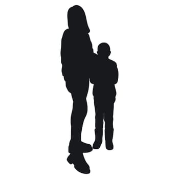 Abstract woman with child black silhouette