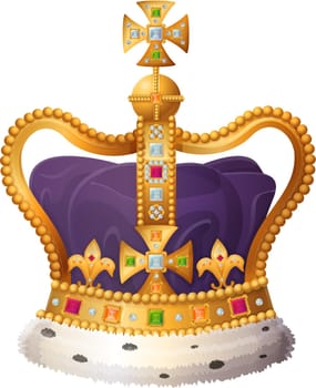 Realistic Cartoon Style Edwards Crown Vector Illustration for Royal and Historical Projects.