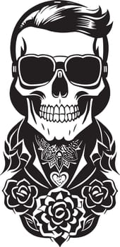 Great skull fashion with glasses art vector