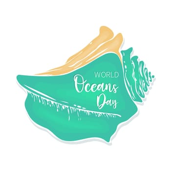 World Oceans Day banner with hand drawn doodle seashells.