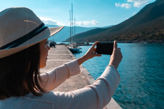 Girl takes a beautiful photo during her travel.