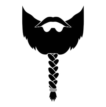 Viking Beard men braided or styled with beads illustration Facial hair mustache. Vector black male Fashion template