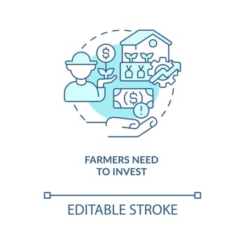 Farmers need to invest turquoise concept icon