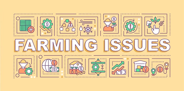 Farming issues word concepts orange banner