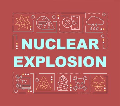 Nuclear explosion word concepts red banner