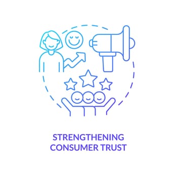 Strengthening consumer trust concept blue gradient icon