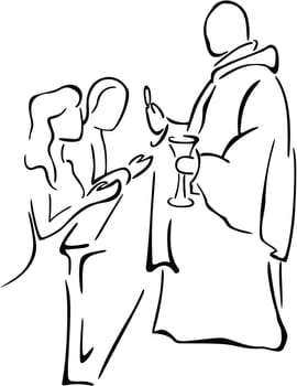 The priest gives the first communion to the kneeling faithful
