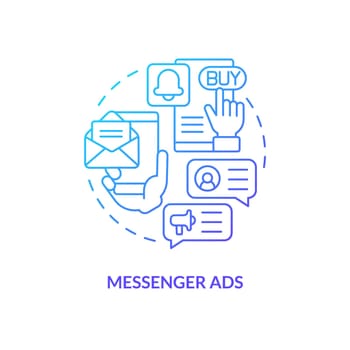 Messenger ads blue gradient concept icon