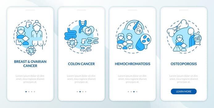 Family health history blue onboarding mobile app screen