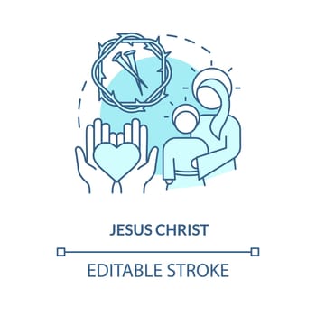 Jesus Christ turquoise concept icon
