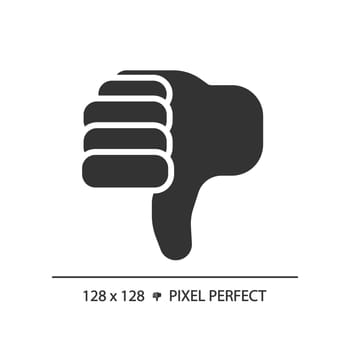 Thumbs down pixel perfect black glyph icon