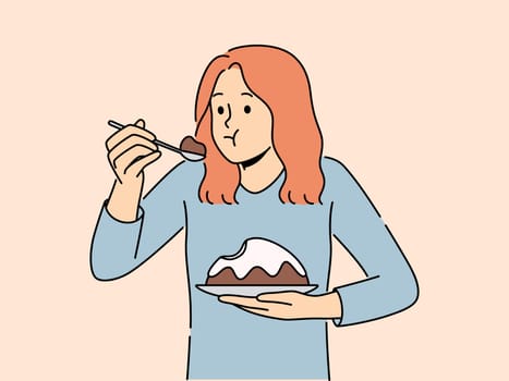 Woman feel guilty eating cake