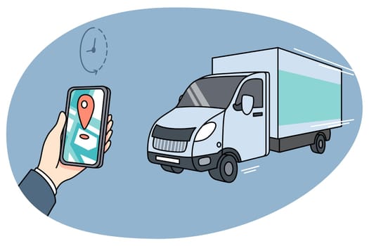 Person with smartphone track delivery on app
