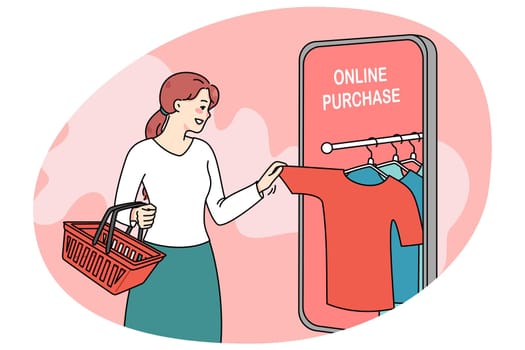 Woman buyer shopping online on smartphone