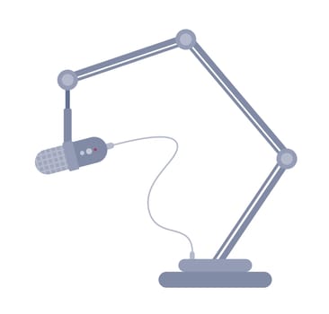 Adjustable stand with microphone semi flat color vector object