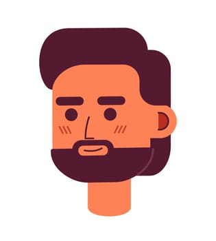 Optimistic bearded man semi flat vector character head