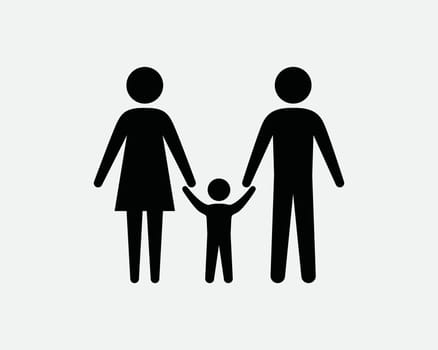 Family Father Mother Son Holding Hands Stick Figure Stickman People Human Person Black and White Icon Sign Symbol Vector Artwork Clipart Illustration