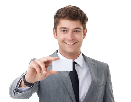 Youve got my backing. A businessman showing his blank business card