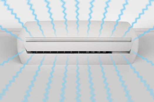 Fresh cool airflow from a white wall mounted air conditioner