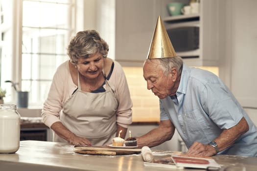 These were made with love. a senior couple celebrating a birthday at home.