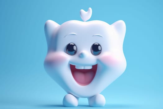 child treatment dentist mascot care healthy blue dental isolated smiling medical dentistry cartoon tooth design medicine hygiene graphic 3d smile. Generative AI.