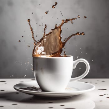 caffeine table cafe cup breakfast espresso beverage food drink mug. Generative AI.