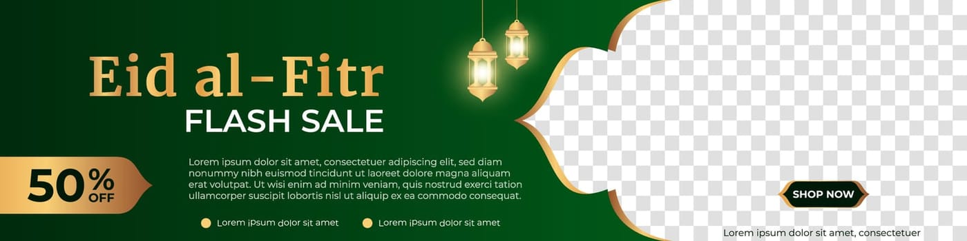 Eid al fitr sale banner template. Modern social media advertising banner. Vector illustration