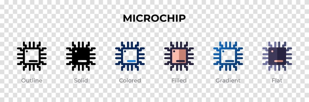 Microchip icon in different style. Microchip vector icons designed in outline, solid, colored, filled, gradient, and flat style. Symbol, logo illustration. Vector illustration