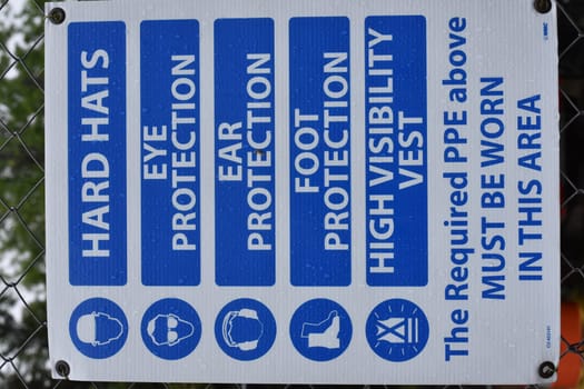 Construction Area Safety Sign PPE Directions for Hard Hats Etc