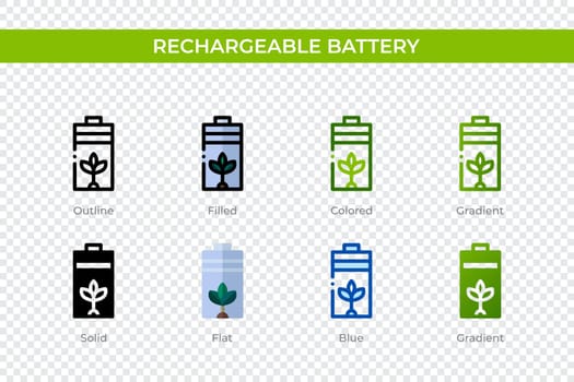 Rechargeable battery icon in different style. Rechargeable battery vector icons designed in outline, solid, colored, filled, gradient, and flat style. Symbol, logo illustration. Vector illustration