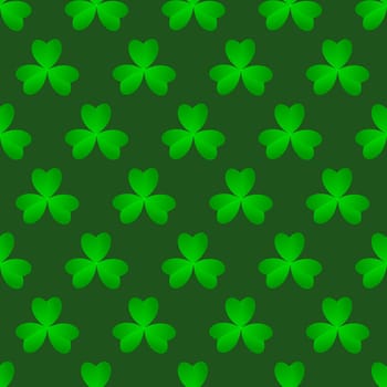 Green clover leaves seamless pattern. Minimal vector background. Clover sign symbol pattern. Vector illustration