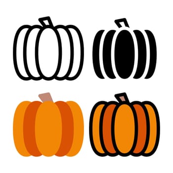 Pumpkin food icon set. Colorful cartoon pumpkin icon. Pumpkin logo. Vegetable and food. Diet sign vector graphics. Vector illustration