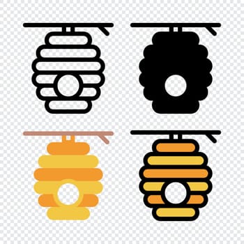 Beehive icon set. Colorful cartoon beehive icon. Creative geometric beehive logo design. Vector illustration
