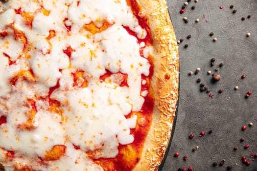 Closeup on italian margherita pizza with cheese