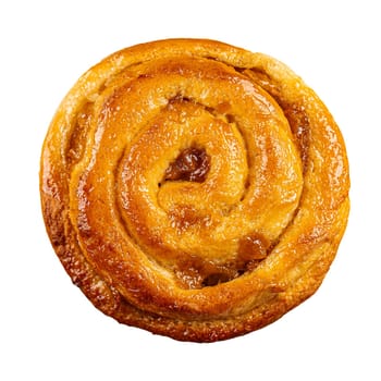Isolated fresh baked sweet swirl bun roll