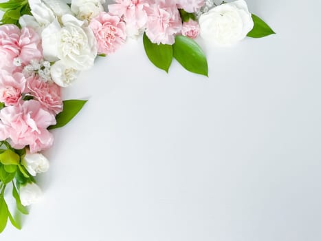 Pink floral. assorted pink flowers border on white