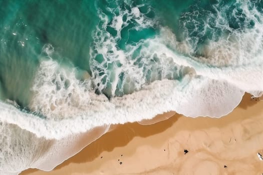 beach vacation wave water sea shore sand summer ocean nature. Generative AI.