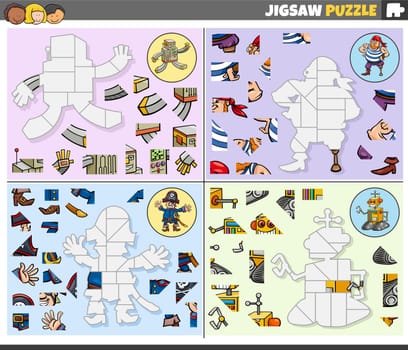 jigsaw puzzle games set with funny cartoon characters