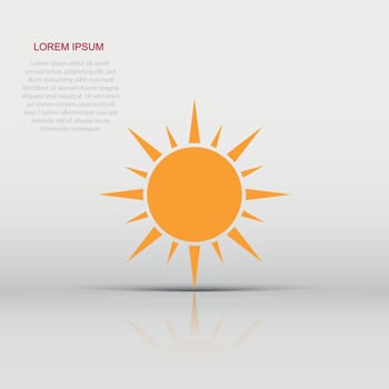 Sun vector icon. Summer sunshine illustration on white isolated background. Sun sunlight concept.