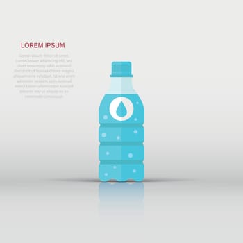 Water bottle icon in flat style. Bottle illustration on white isolated background. Water plastic container concept.