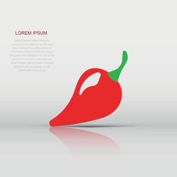 Chili pepper in flat style. Spicy peppers illustration on white isolated background. Chili paprika business concept.
