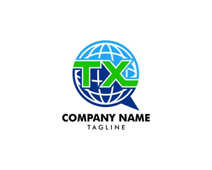 Initial Letter TX Bubble Talk Logo Template Vector