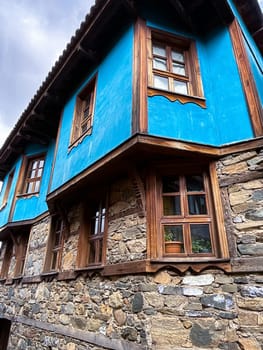 Traditional Ottoman house in blue color. Old
