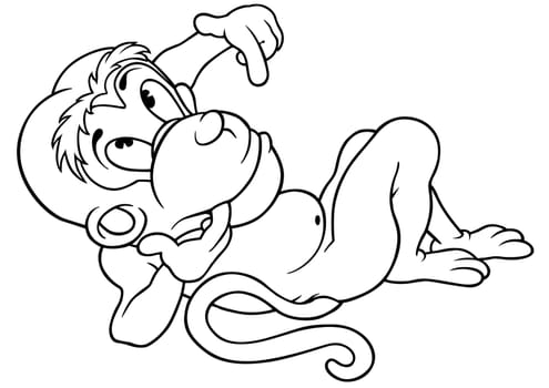 Drawing of a Lying Monkey