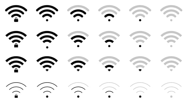 WiFi icons set with different connections